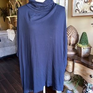 Lou & Grey Women's Navy Modest Mock Neck Oversized Poncho Size XS/S